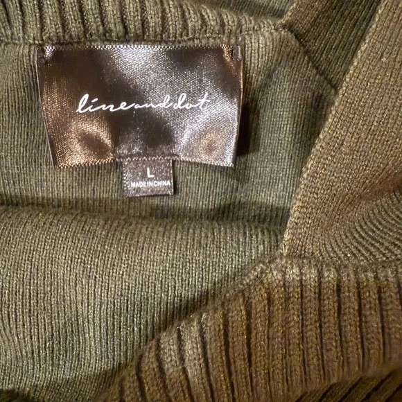 Line & Dot Olive Off-Shoulder Ribbed Knit Bodycon Midi Dress Women’s L - Picture 5 of 5